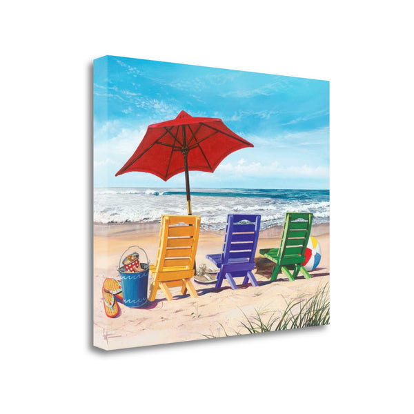 24" Bright and Colorful Beach Ready Setup Print on Gallery Wrap Canvas Wall Art