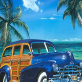 28" Vintage Blue Car by the Tropical Sea Gallery Wrap Canvas Wall Art