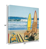 21" Bright Multicolor Surfboards on the Beach Gallery Wrap Canvas Wall Art