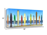 39" Colorful Standing Surfboards on the Beach  Gallery Wrap Canvas Wall Art