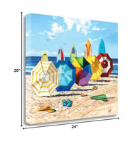 24" Bright Surfboards and Beach Umbrellas Gallery Wrap Canvas Wall Art