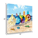 24" Bright Surfboards and Beach Umbrellas Gallery Wrap Canvas Wall Art