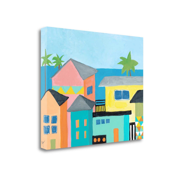 24" Colorful Beachfront Houses Print on Gallery Wrap Canvas Wall Art