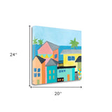 24" Colorful Beachfront Houses Print on Gallery Wrap Canvas Wall Art