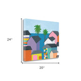 24" Colorful Beachfront Houses Print on Gallery Wrap Canvas Wall Art