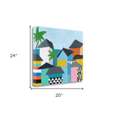24" Colorful Beachfront Houses Print on Gallery Wrap Canvas Wall Art