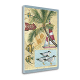 17" Nostalgic Beach Collage Giclee Print on Gallery Wrap Canvas Wall Art