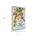 17" Nostalgic Beach Collage Giclee Print on Gallery Wrap Canvas Wall Art