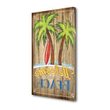 17" Faux Wooden Beach Signboard Giclee Wrap Canvas Wall Art