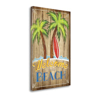 24" Faux Wooden Beach Signboard Giclee Wrap Canvas Wall Art