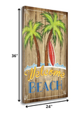 24" Faux Wooden Beach Signboard Giclee Wrap Canvas Wall Art