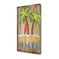 24" Faux Wooden Beach Signboard Giclee Wrap Canvas Wall Art