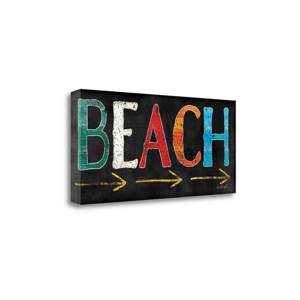 36" Bright Colorful Beach Sign Giclee Print on Gallery Wrap Canvas Wall Art