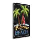 20" Faux Wooden Black Beach Signboard Giclee Wrap Canvas Wall Art