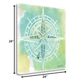 24" Watercolor Adventurous Compass 2 Giclee Wrap Canvas Wall Art