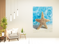 18" Mod Blue Scroll Coastal Conch 3 Giclee Wrap Canvas Wall Art