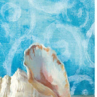 18" Mod Blue Scroll Coastal Conch 4 Giclee Wrap Canvas Wall Art