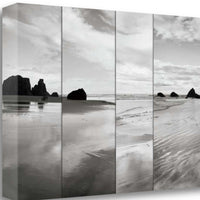 29" Modern Black and White Beach Giclee Wrap Canvas Wall Art