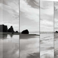 29" Modern Black and White Beach Giclee Wrap Canvas Wall Art