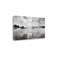 34" Modern Black and White Beach Giclee Wrap Canvas Wall Art