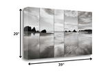 39" Modern Black and White Beach Giclee Wrap Canvas Wall Art