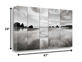 47" Modern Black and White Beach Giclee Wrap Canvas Wall Art