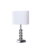 18? Modern Crystal Quatro Orb And Silver Metal Table Lamp