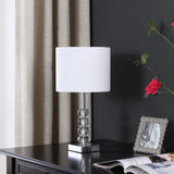 18? Modern Crystal Quatro Orb And Silver Metal Table Lamp