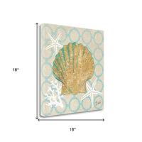 18" Beach Seashell on Linen Giclee Print on Gallery Wrap Canvas Wall Art