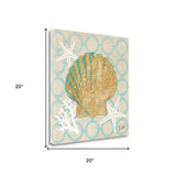 20" Beach Seashell on Linen Giclee Print on Gallery Wrap Canvas Wall Art