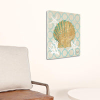 20" Beach Seashell on Linen Giclee Print on Gallery Wrap Canvas Wall Art