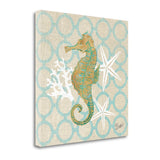 18" Beach Seahorse on Linen Giclee Print on Gallery Wrap Canvas Wall Art