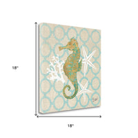 18" Beach Seahorse on Linen Giclee Print on Gallery Wrap Canvas Wall Art