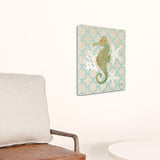 18" Beach Seahorse on Linen Giclee Print on Gallery Wrap Canvas Wall Art