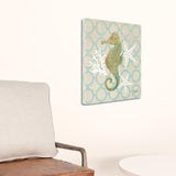 20" Beach Seahorse on Linen Giclee Print on Gallery Wrap Canvas Wall Art