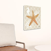 20" Beach Starfish on Linen Giclee Print on Gallery Wrap Canvas Wall Art