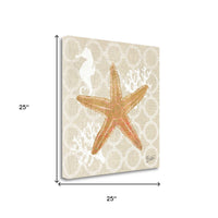 25" Beach Starfish on Linen Giclee Print on Gallery Wrap Canvas Wall Art