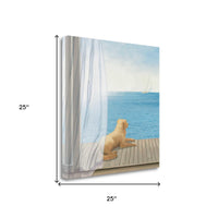 25" Coastal Sea View and Relaxed Dog Gallery Wrap Canvas Wall Art