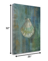 32" Blue Seashell Giclee Wrap Canvas Wall Art