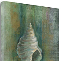 27" Blue and Green Seashell Giclee Wrap Canvas Wall Art