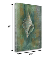 27" Blue and Green Seashell Giclee Wrap Canvas Wall Art