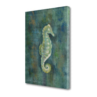 18" Aqua Blue Seahorse Giclee Wrap Canvas Wall Art