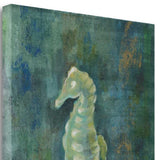 21" Aqua Blue Seahorse Giclee Wrap Canvas Wall Art