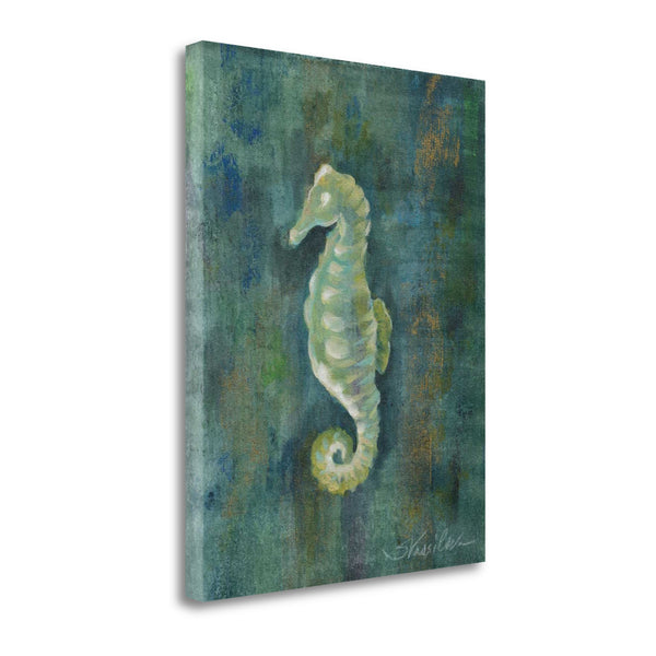 25" Aqua Blue Seahorse Giclee Wrap Canvas Wall Art