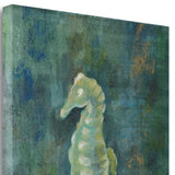 25" Aqua Blue Seahorse Giclee Wrap Canvas Wall Art