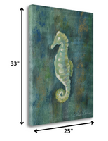 25" Aqua Blue Seahorse Giclee Wrap Canvas Wall Art