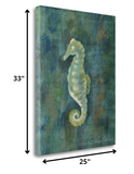 25" Aqua Blue Seahorse Giclee Wrap Canvas Wall Art