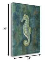 28" Aqua Blue Seahorse Giclee Wrap Canvas Wall Art