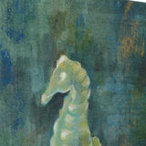 35" Aqua Blue Seahorse Giclee Wrap Canvas Wall Art