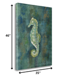 35" Aqua Blue Seahorse Giclee Wrap Canvas Wall Art